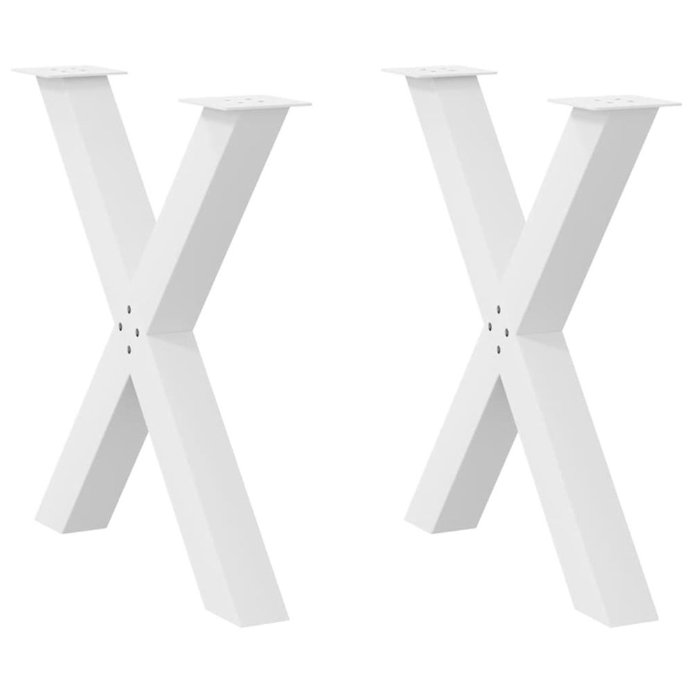 Pieds de table à manger en forme de x, 2 pièces, blanc, 80 x (72-73) cm, acier