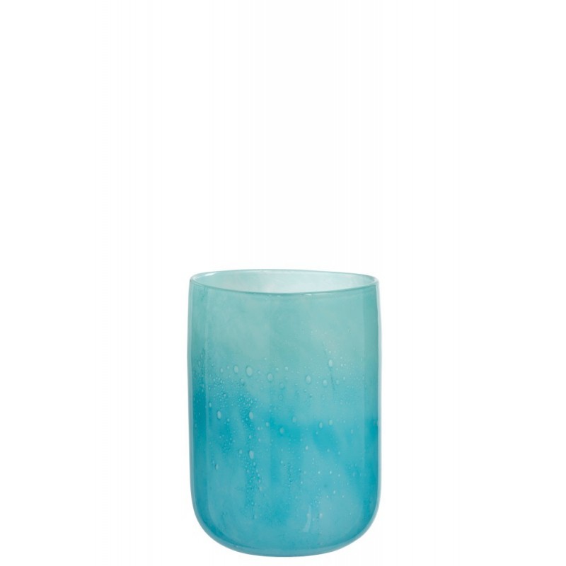Vase rond bulles ver bleu c m
