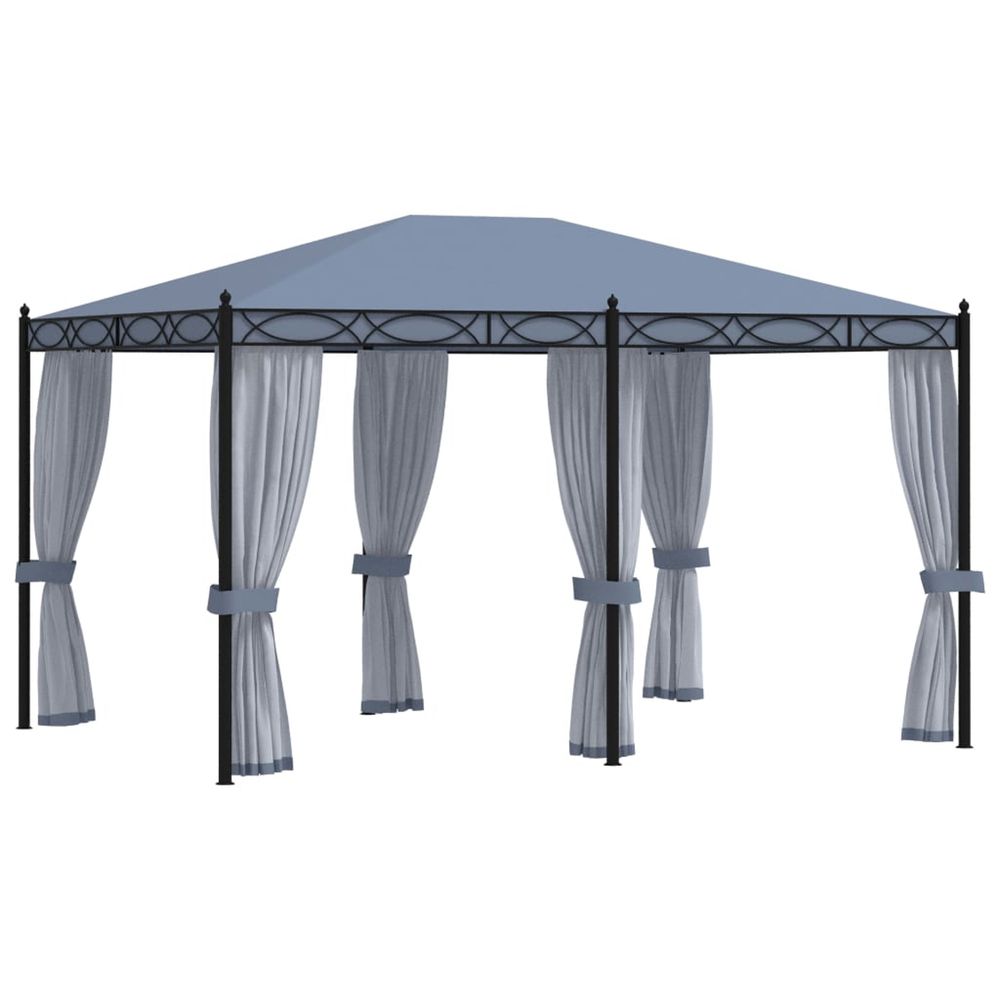 Tonnelle avec moustiquaire 3x4 m anthracite acier