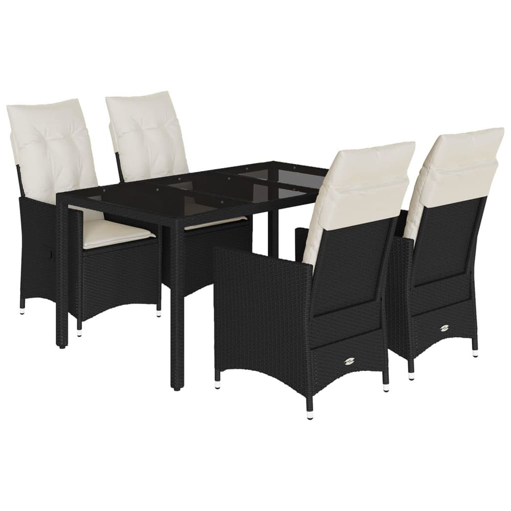 Ensemble à manger de jardin coussins 5pcs noir résine tressée