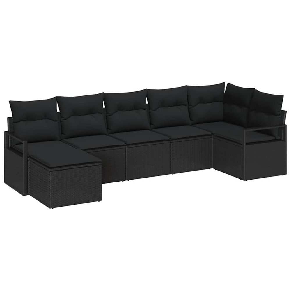 Ensemble de canapés 7 pc noir polyrotin