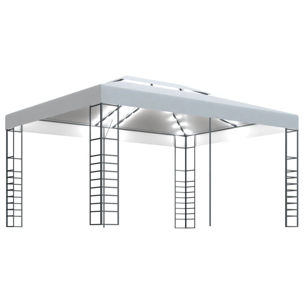 Tonnelle avec guirlande lumineuse à led 4x3x2,7 m blanc