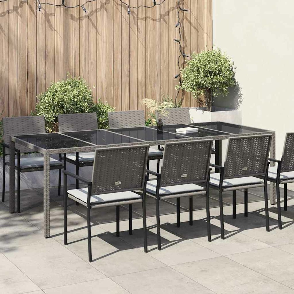 Table de jardin gris 250 x 100 x 75 cm polyrotin