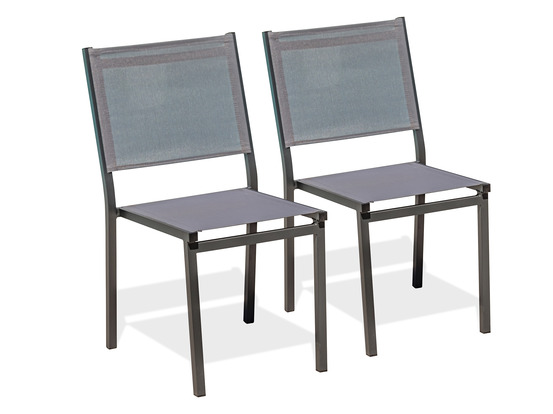 Lot de 2 chaises de jardin tolede en aluminium et textilène