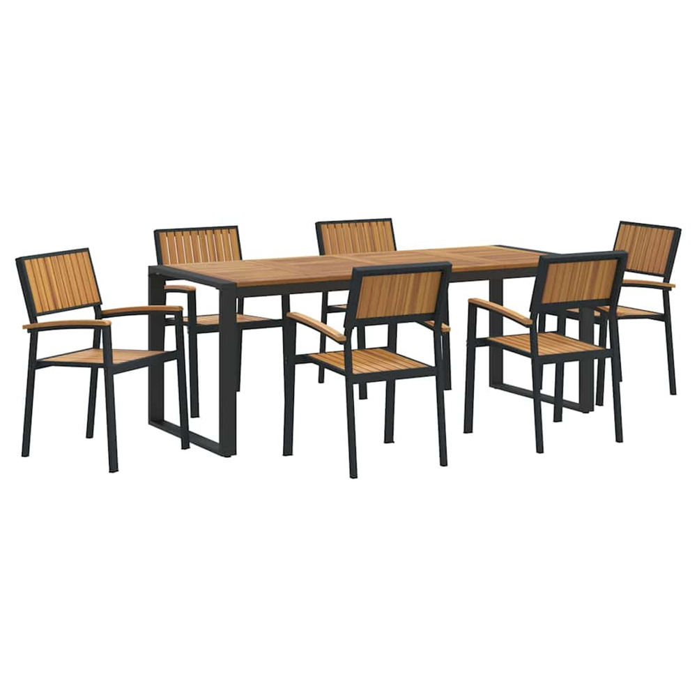 Ensemble de salle à manger pour jardin 7 pcs noir
