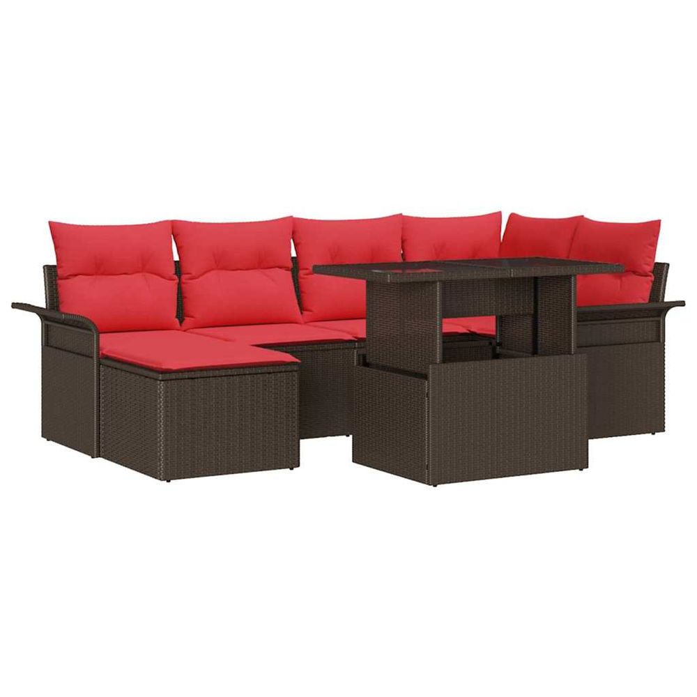 Ensemble de canapé de jardin 7 pc marron