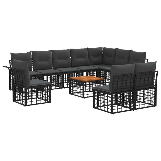 Ensemble de canapés d'extérieur 11 pc noir et gris foncé