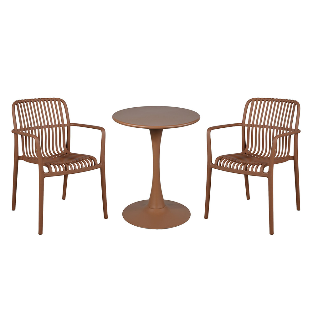 Table ronde de jardin en acier terracotta paloma