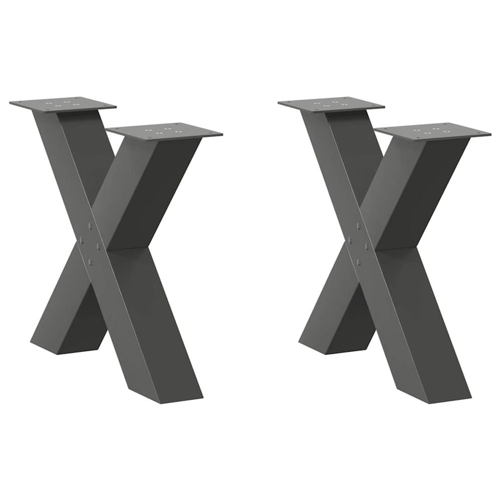 Pieds de table basse en forme de x, 2 pièces, anthracite, 50 x (42-43) cm, acier