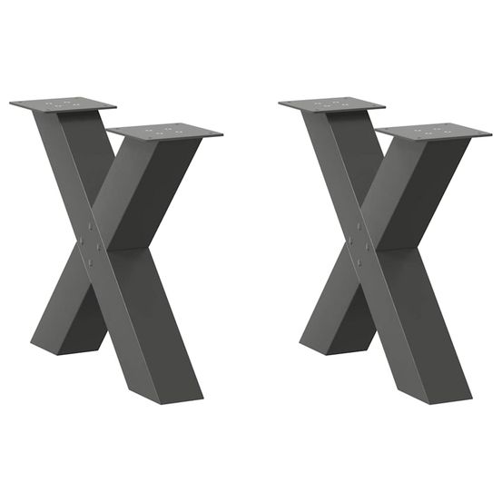 Pieds de table basse en forme de x, 2 pièces, anthracite, 50 x (42-43) cm, acier