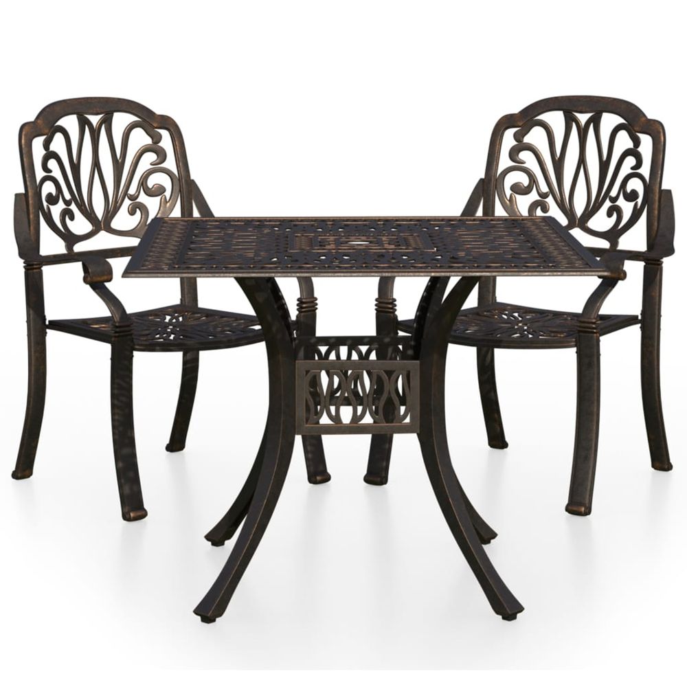 Ensemble de bistro 3 pcs aluminium coulé bronze