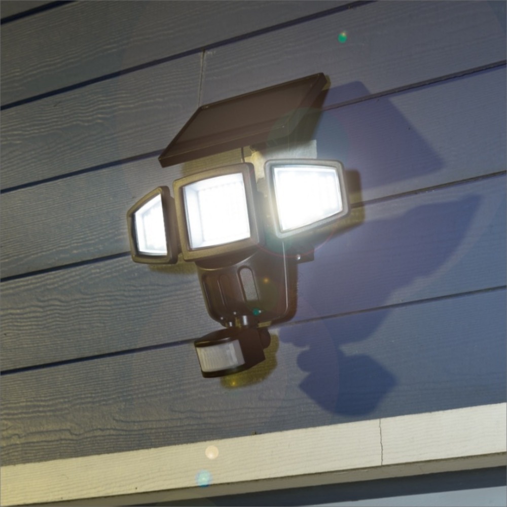 Spot solaire 3 têtes et détecteur de mouvement 1500 lm blanc froid