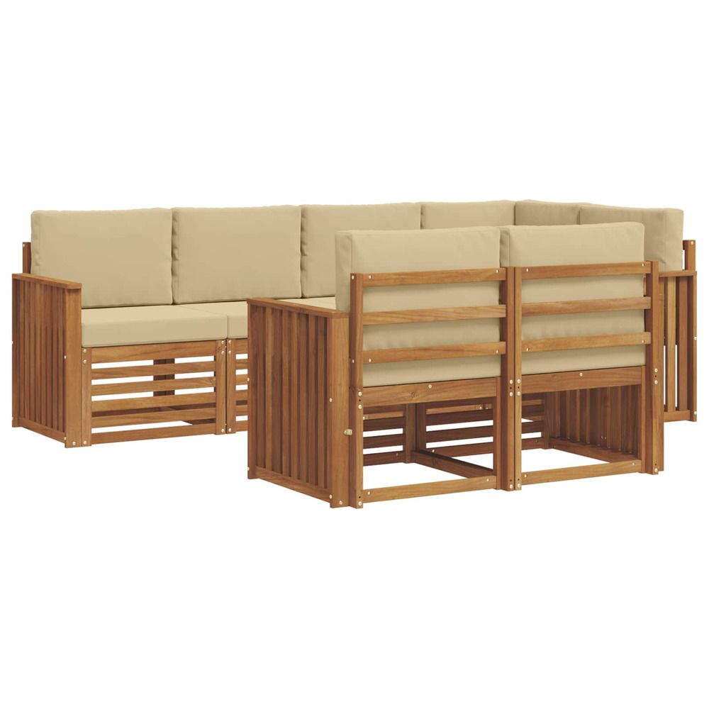 Ensemble de canapés d'extérieur 7 pc naturel et beige polyester