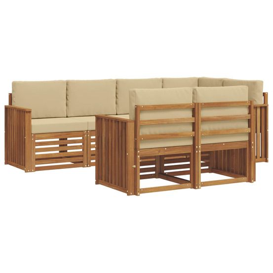 Ensemble de canapés d'extérieur 7 pc naturel et beige polyester