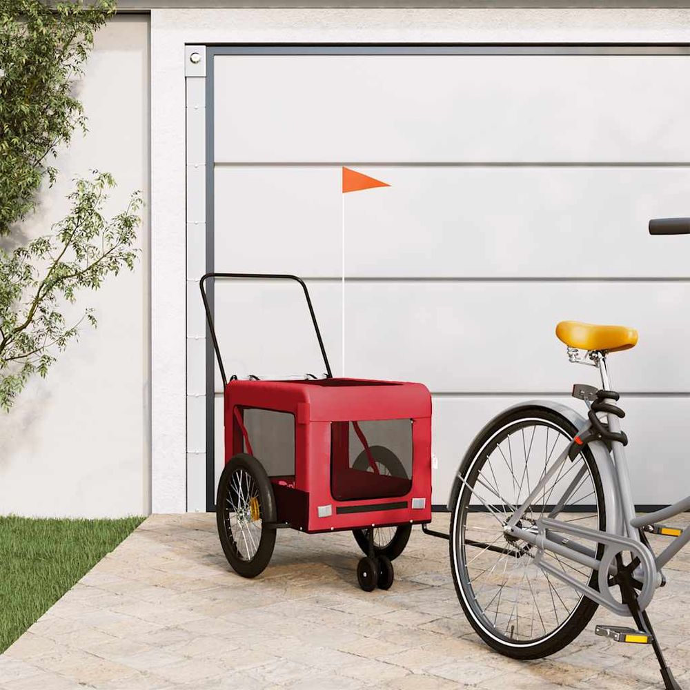 Remorque vélo chien 45kg poussette 2-en-1 pour voyage rouge