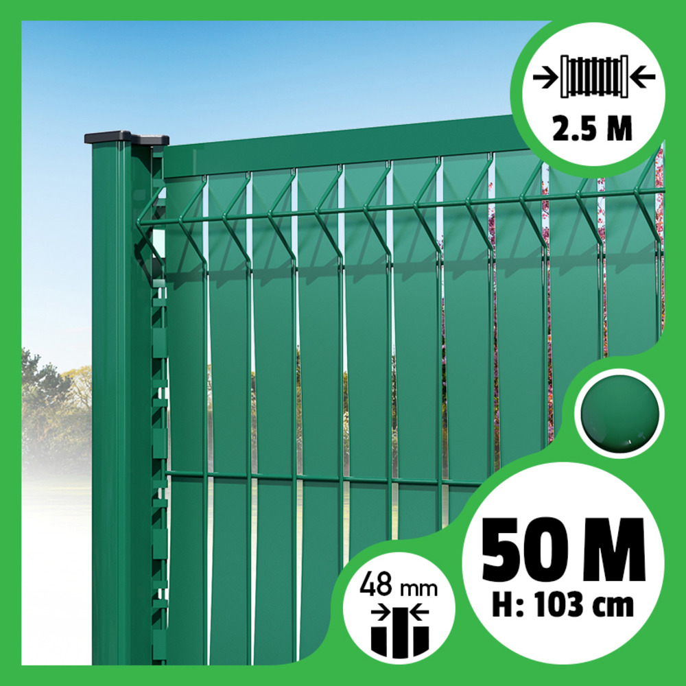 Kit 50m occultation lattes aluminium pour panneau rigide maille 55 - h 1m03 x 2m50 vert
