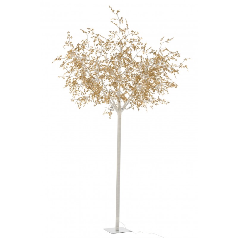 Arbre lumineux branche et feuilles pailletées doré led 250cm h250