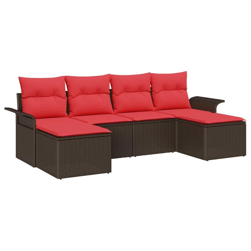 Ensemble de canapé de jardin 6 pc marron poly rotin