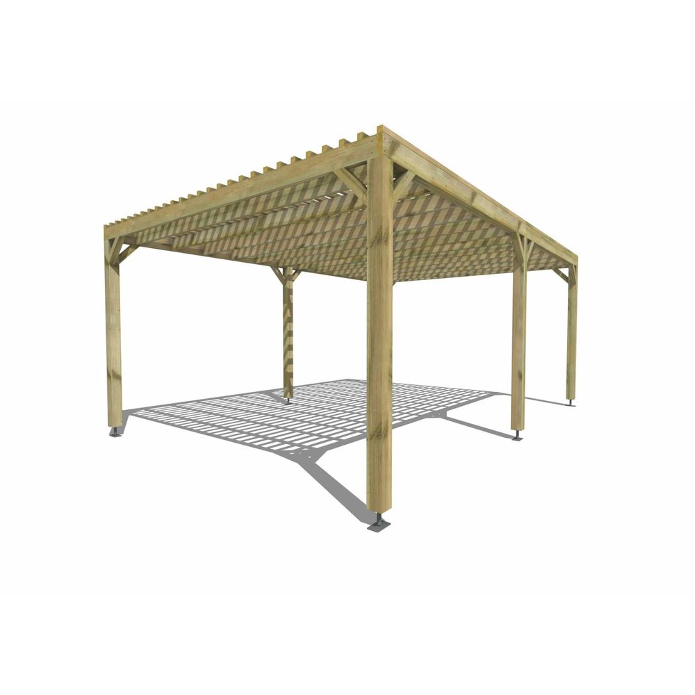 Pergola bois • 6m x 4m • indépendante • sens profondeur • lattage bois • livraison comprise