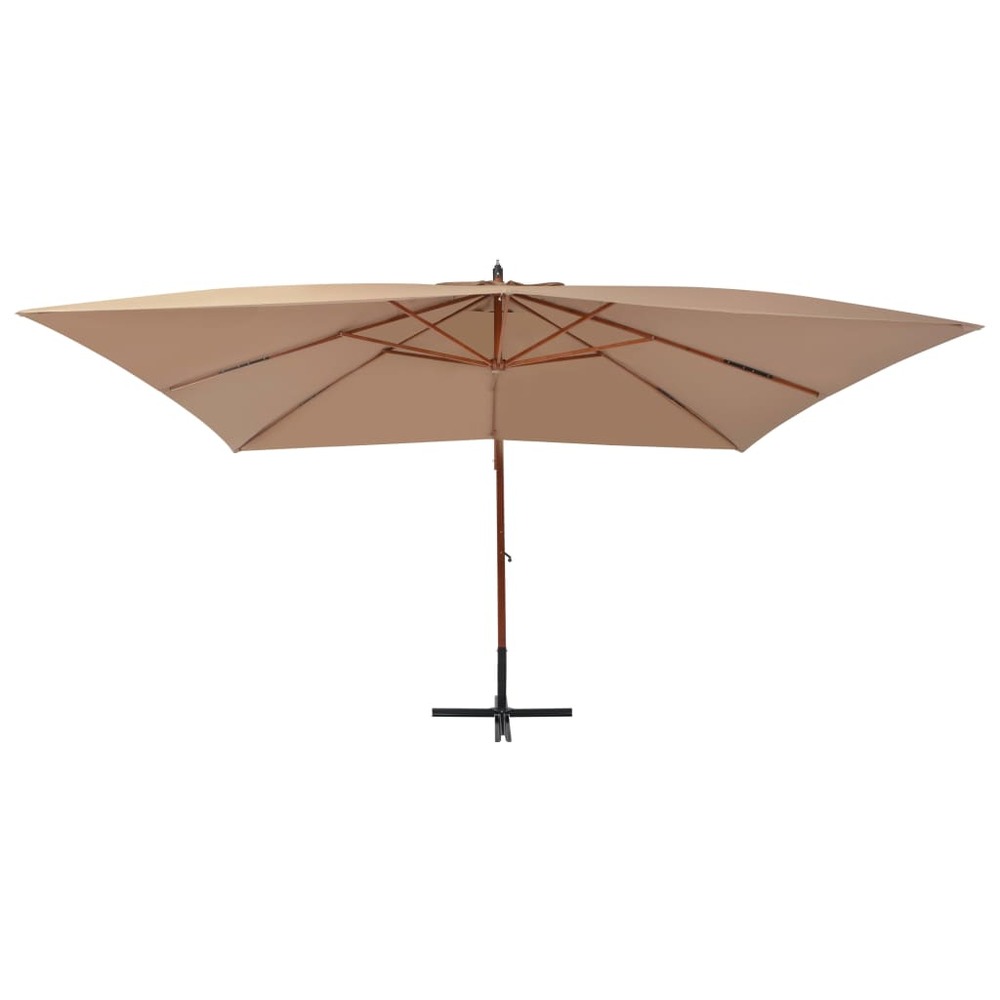 Parasol de jardin en porte-à-faux avec mât en bois taupe