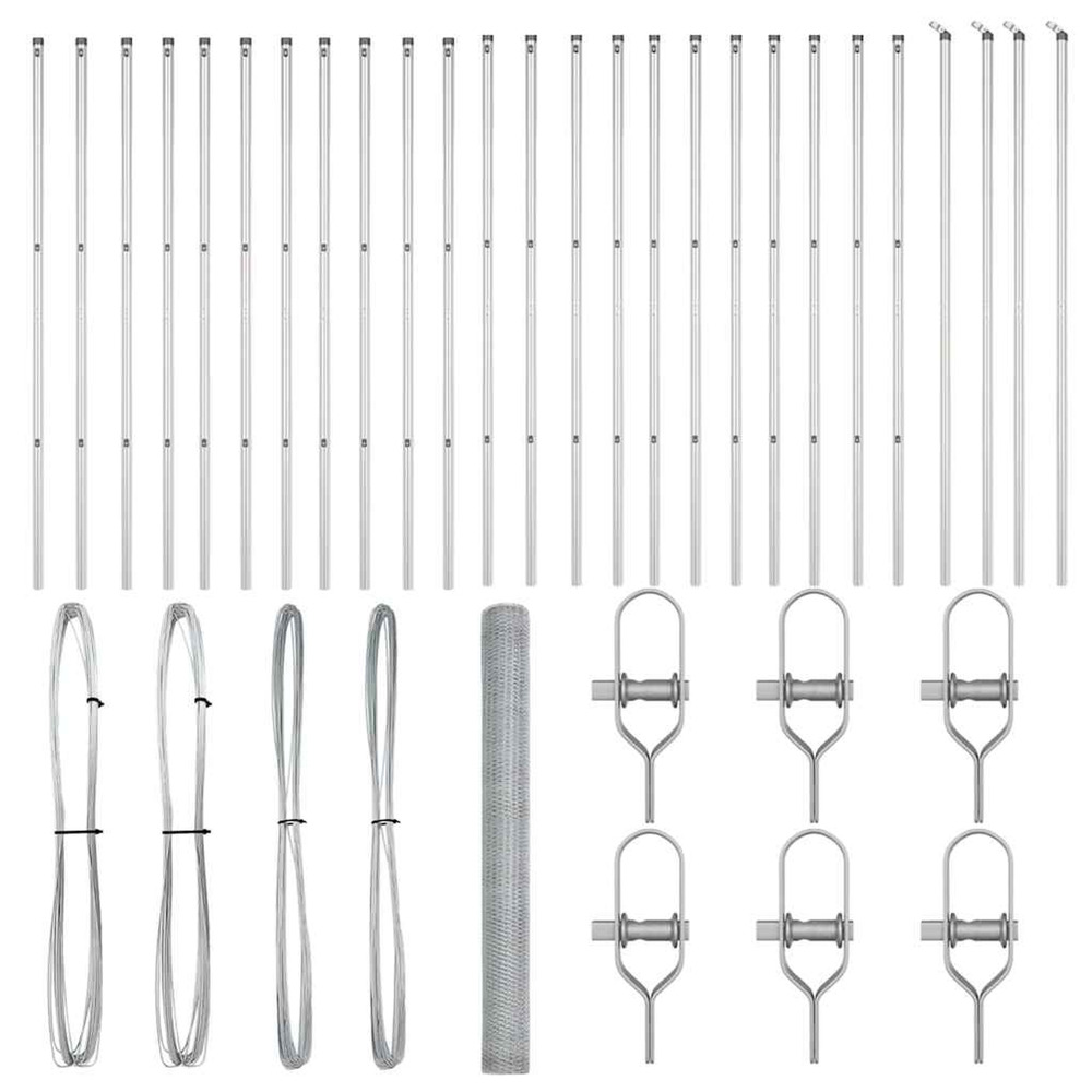 Poteau de clôture. Argenté 50 x 1,6 m (treillis 25 mm) acier