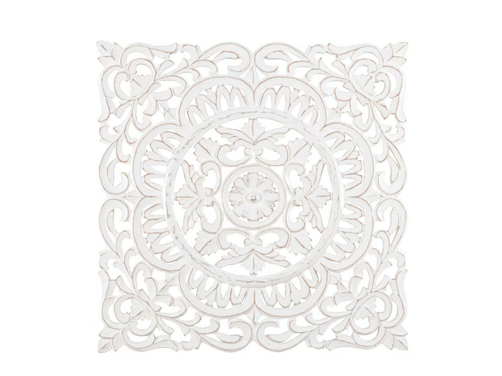 Décoration murale carrée médaillon ancona blanche