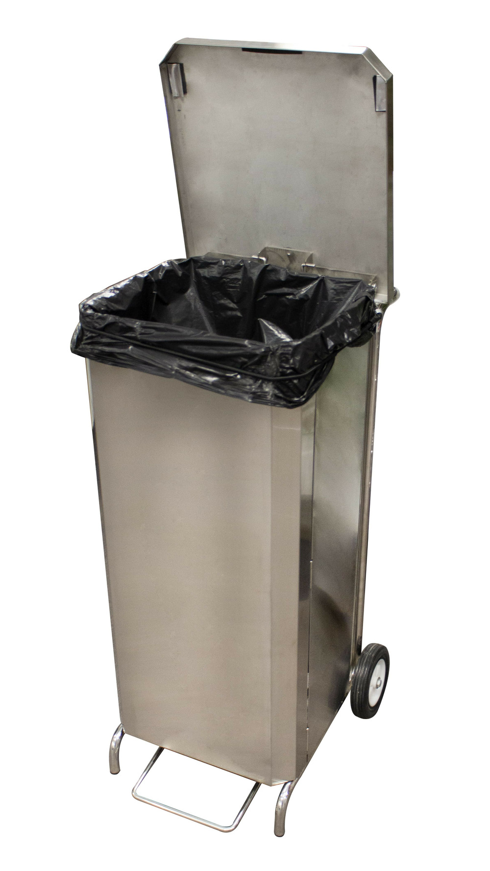 Porte-sacs mobile inox caréné 100l à ouverture frontale - l2g