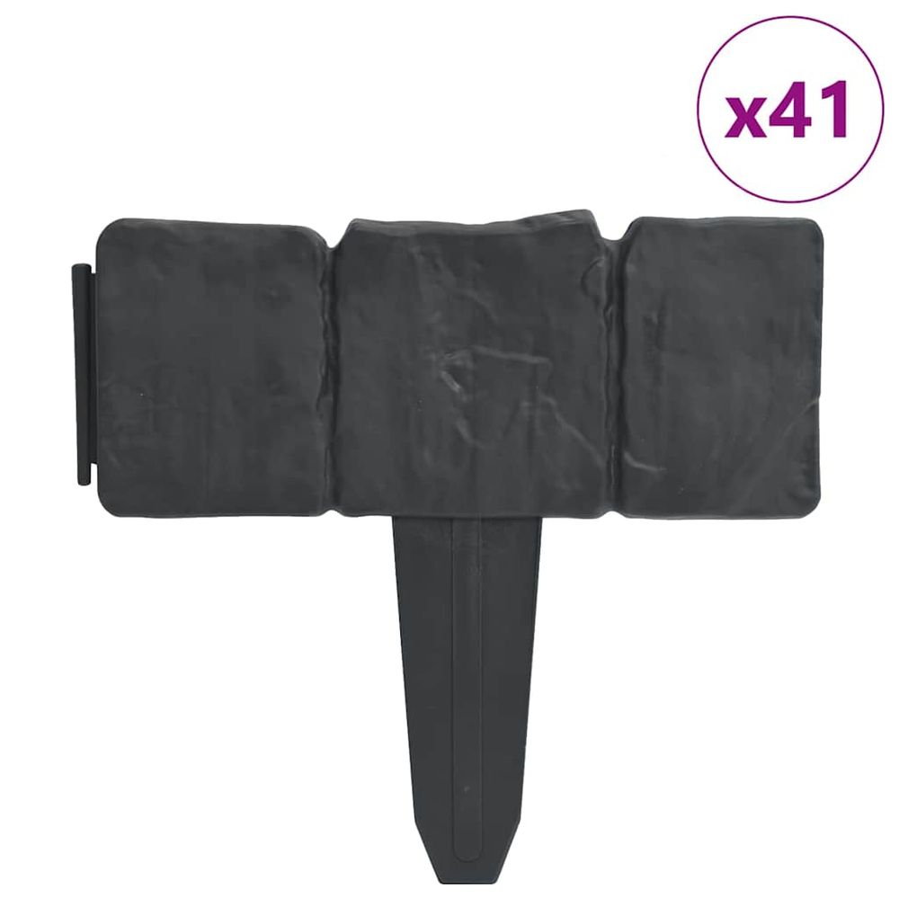 Clôture de jardin aspect de pierre 41 pcs plastique 10 m