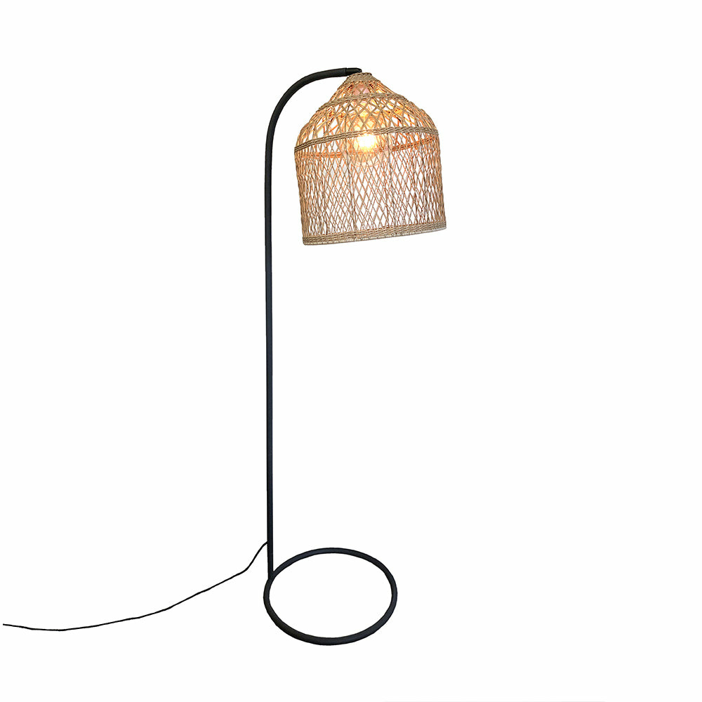 Lampadaire d'extérieur selma beige poly rotin h150cm