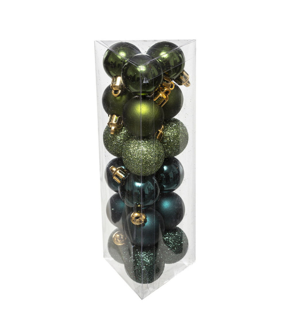 Déco de sapin lot de 18 boules de noël d 3 cm - vert olive et kaki