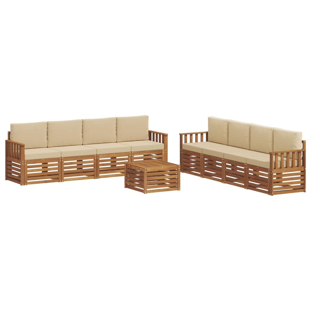 Ensemble de canapés d'extérieur 9 pc naturel et beige