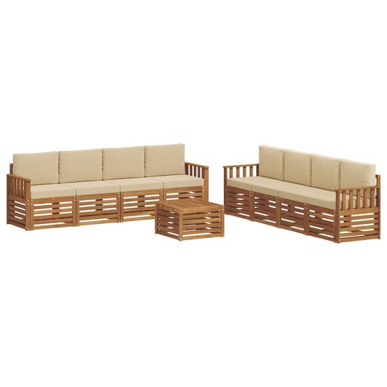 Ensemble de canapés d'extérieur 9 pc naturel et beige