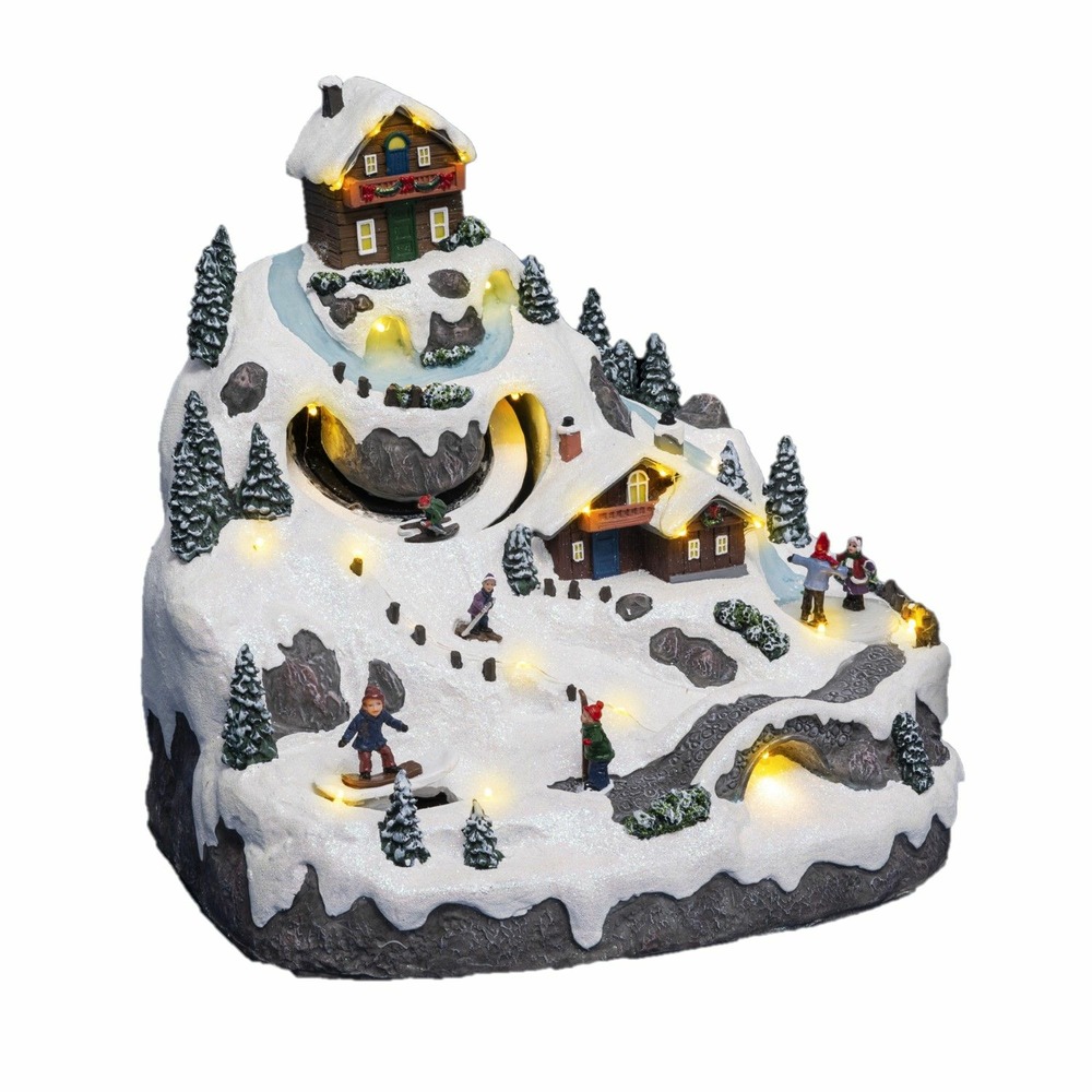 Village de noël animé lumineux et musical - blanc