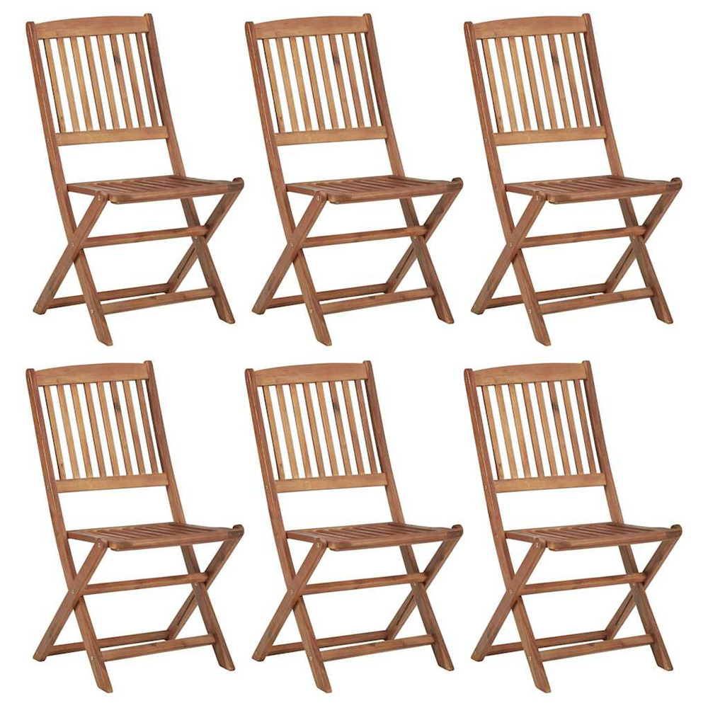 Chaises pliables de jardin lot de 6 bois d'acacia solide