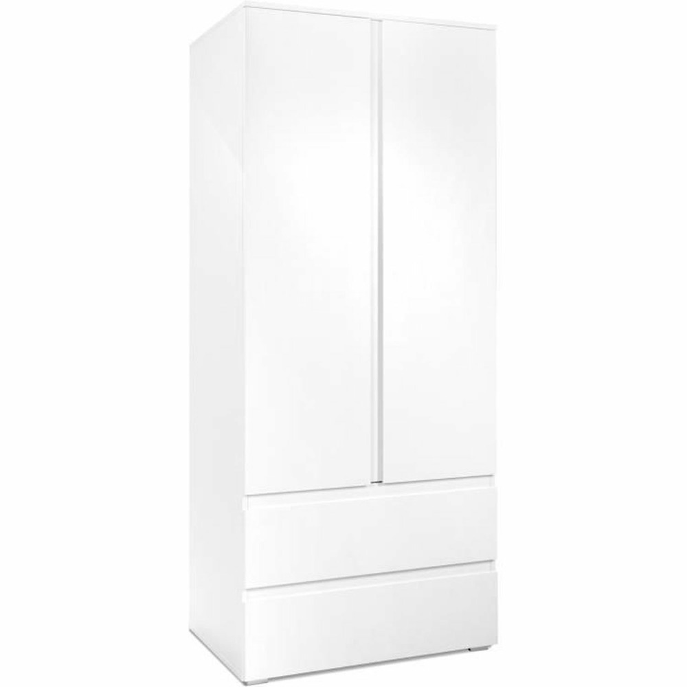 Armoire image 60a - 2 portes battantes - 2 tiroirs - blanc mat - 80 x 191 x 55 cm