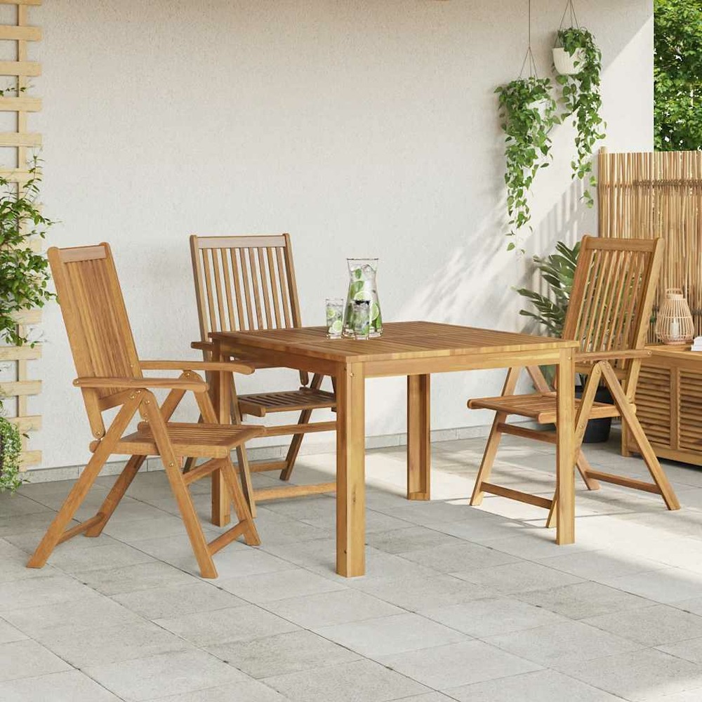 Chaises pliables de jardin lot de 3 bois d'acacia solide