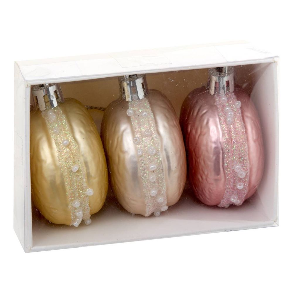 Lot de 3 suspensions de sapin macaron en plastique pastel d. 5 cm