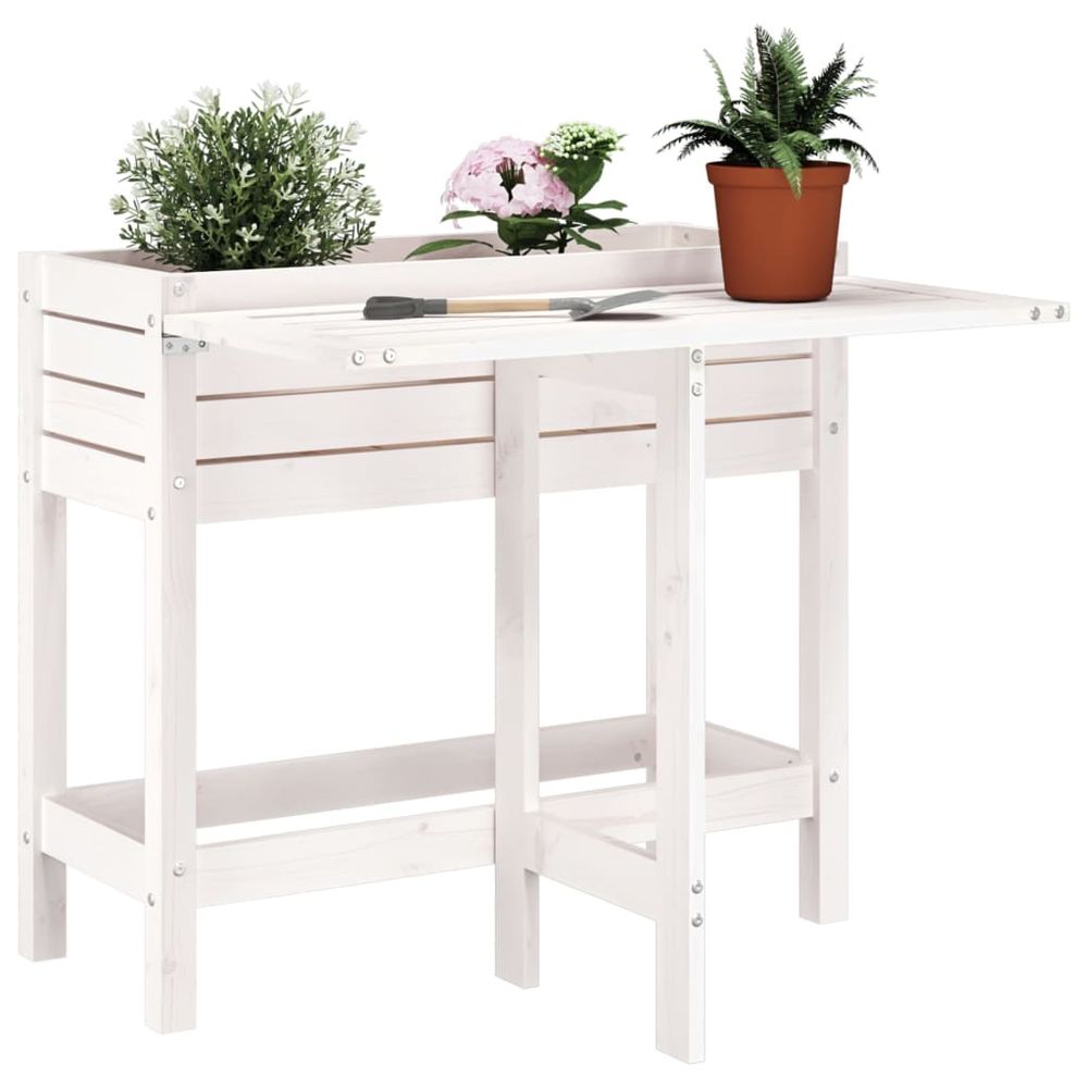 Table de rempotage avec jardinière et plateau pliant bois de pin blanc