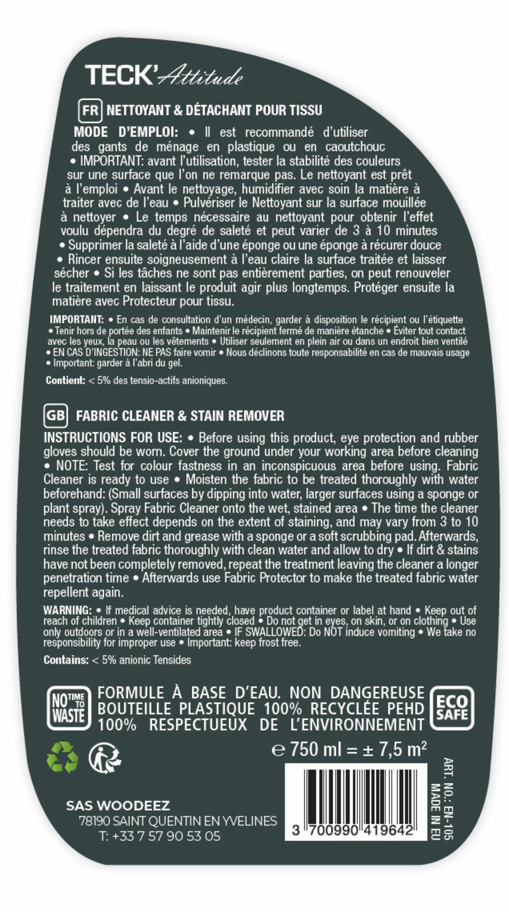 Nettoyant pour tissus 750 ml