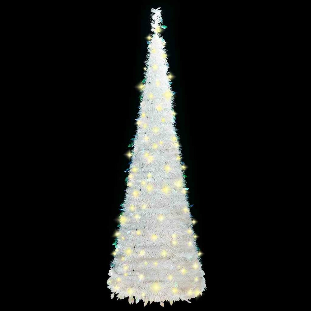 Sapin de noël artificiel escamotable 200 led blanc 210 cm