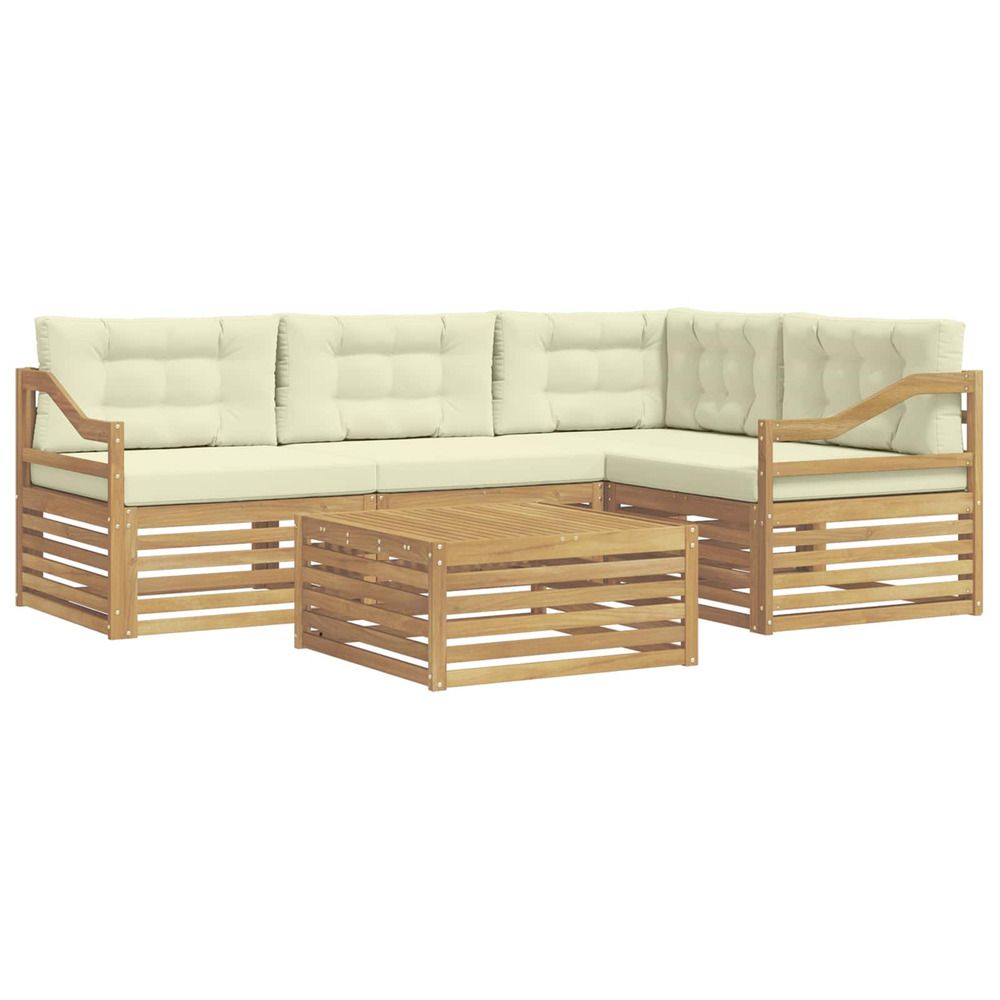 Ensemble de canapés d'extérieur 5 pc blanc et crème polyester