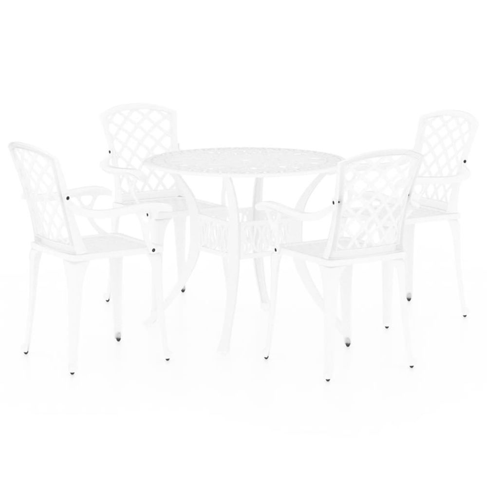 Ensemble de bistro 5 pcs aluminium coulé blanc