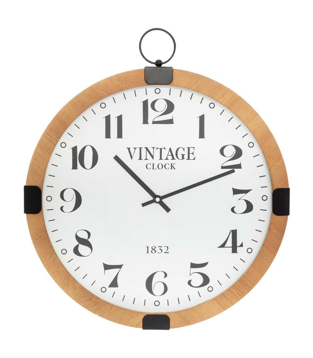 Pendule murale en bois forme gousset d 38 cm