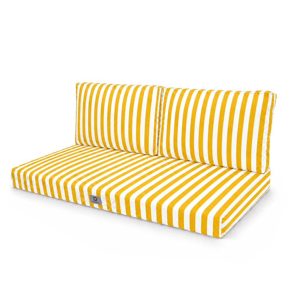 Coussins pour salon de jardin déhoussable 100x50cm rayure jaunes
