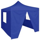 Tente de réception pliable avec 4 parois 2x2 m acier bleu