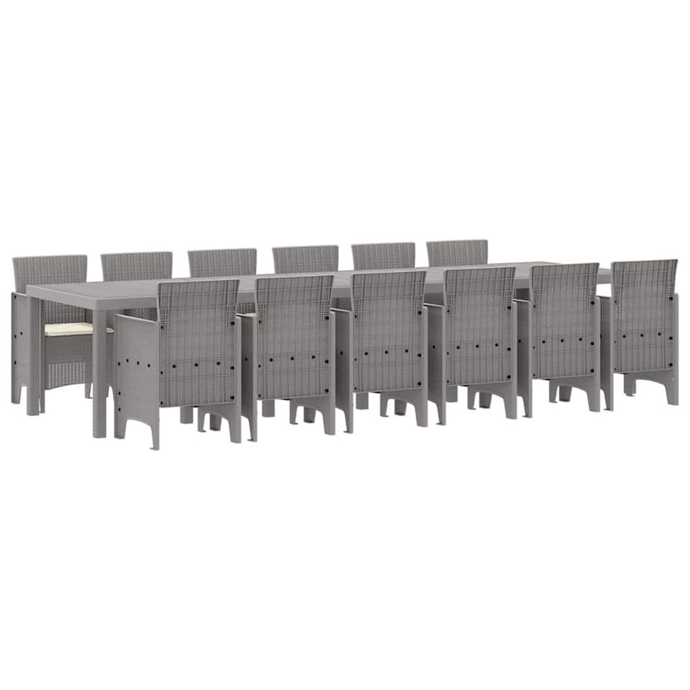 Ensemble de salle à manger pour jardin 13 pc gris clair