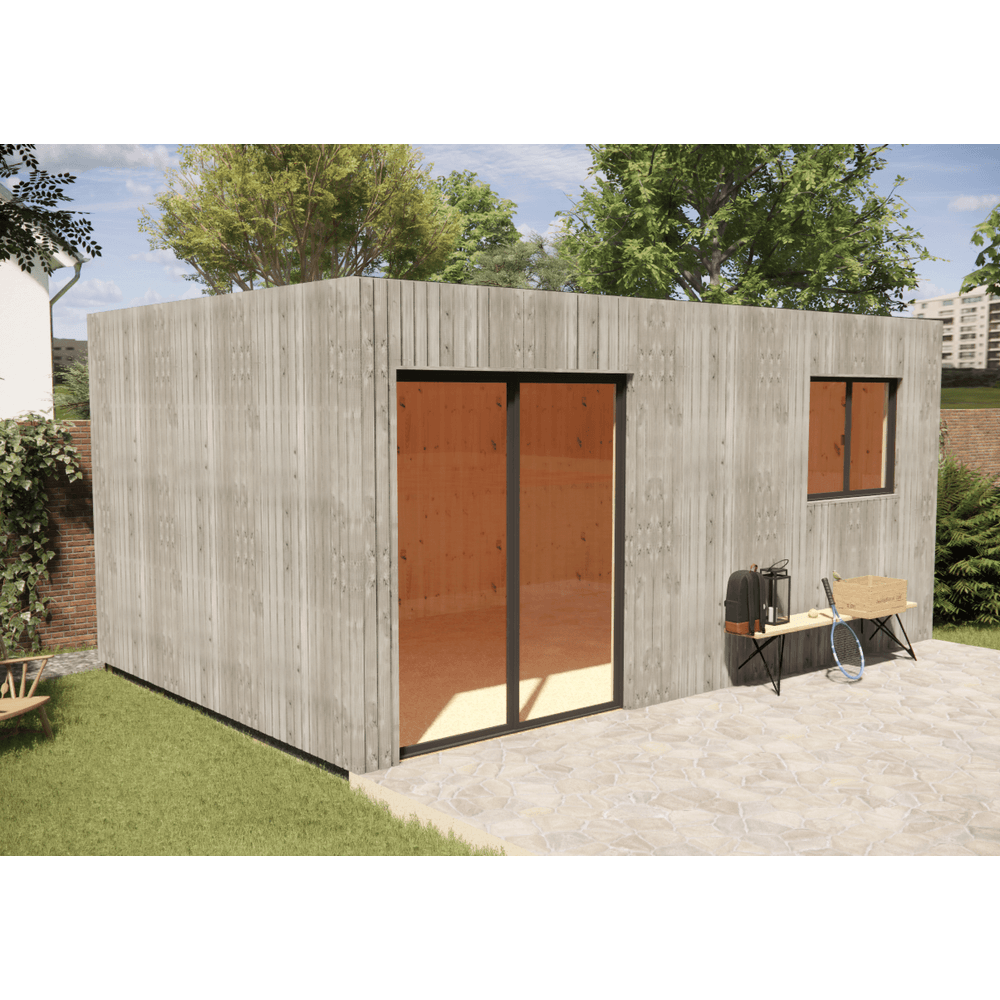 Studio de jardin 4 saisons en bois 5,5 x 3,5 x 2,7 m / isolation re2020 / menuiseries alu k-line