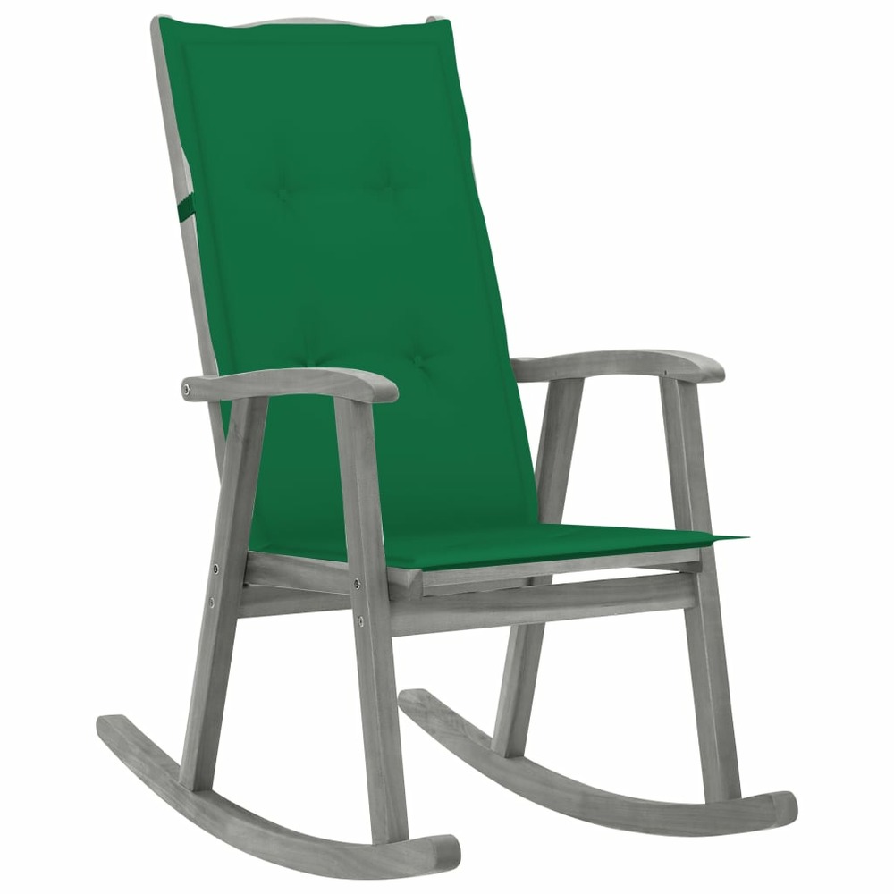 Chaise à bascule avec coussins gris bois d'acacia massif