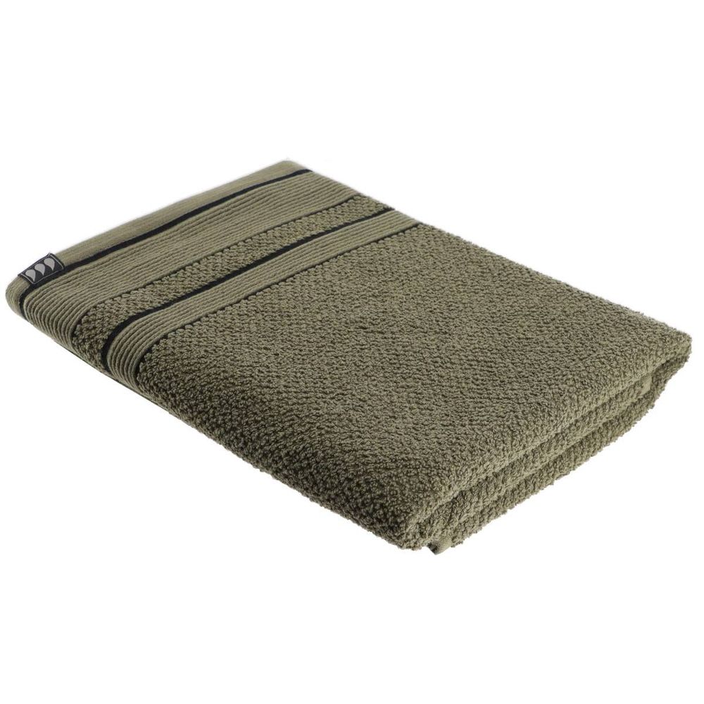 Serviette de bain 70x130 cm 100% coton - kaki/noir