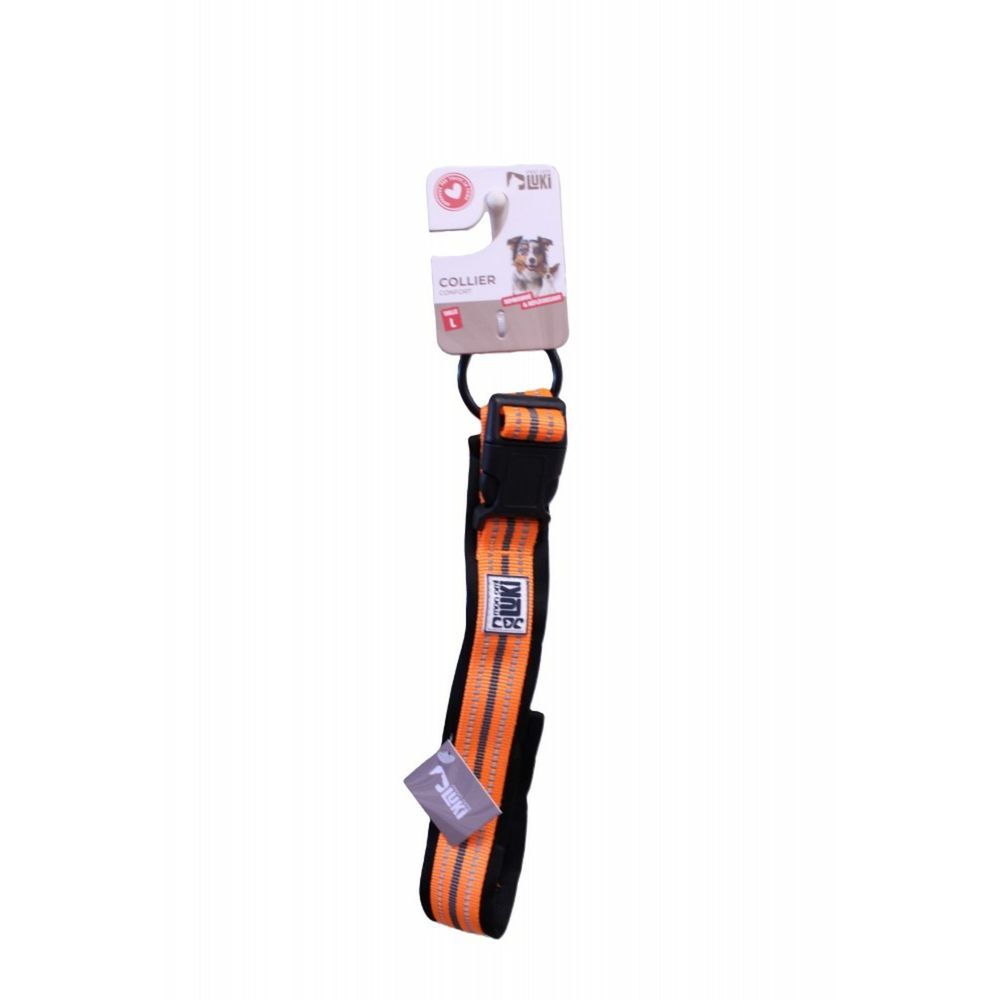 Mon ami luki - collier réfléchissant chien - orange - chien - taille l-2.5cmx45/60cm